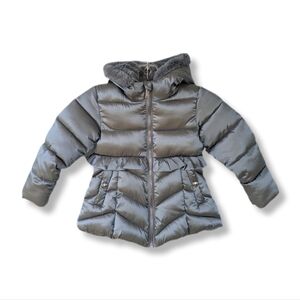 NWT Sam Edelman Toddler Girls Metallic Cloud Faux Fur Skirted Coat